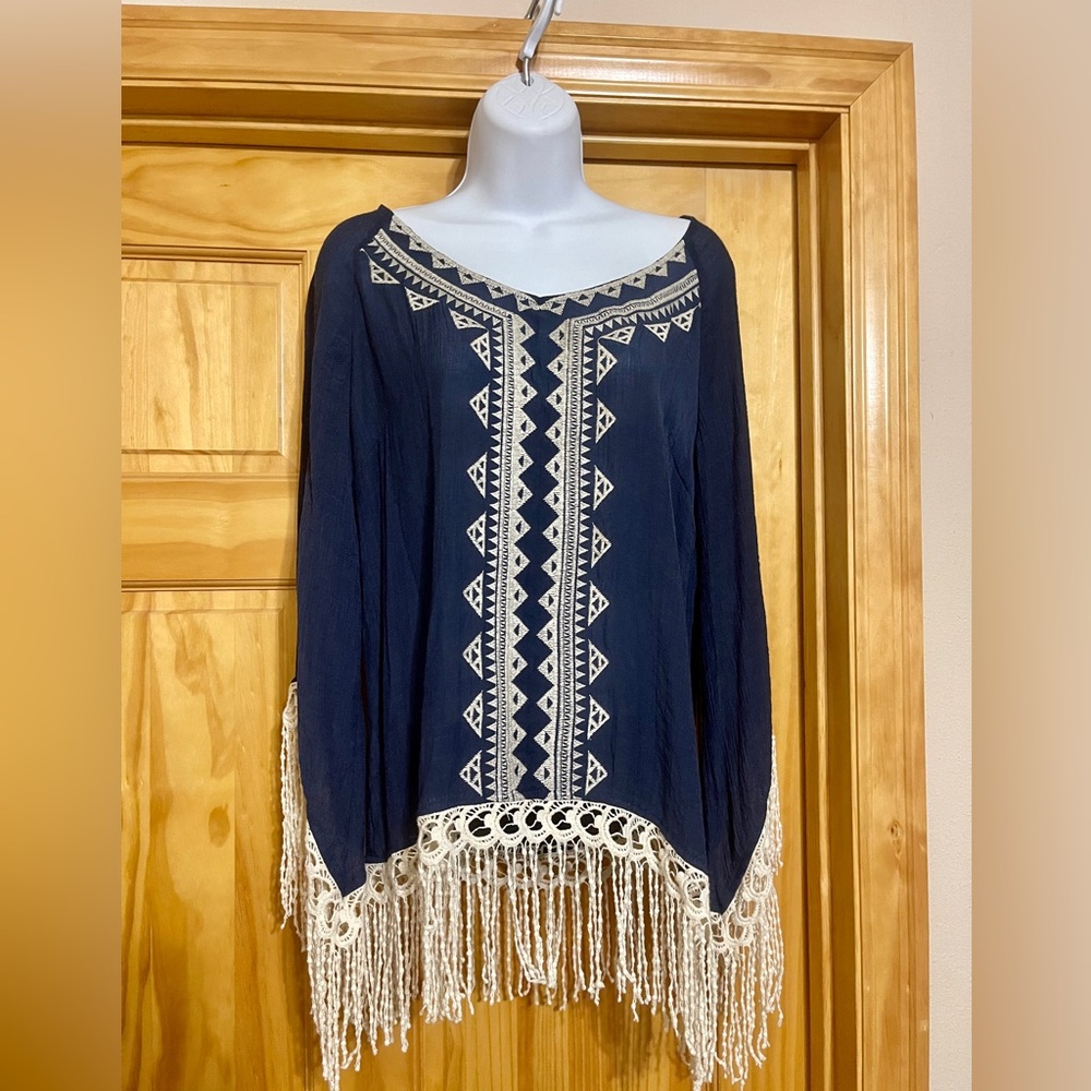 Fringe Aztec Design Blouse
